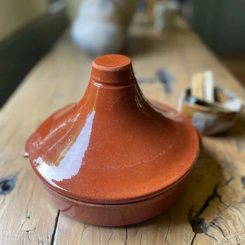 Vintage Moroccan Clay Tagine Cooking Vessel